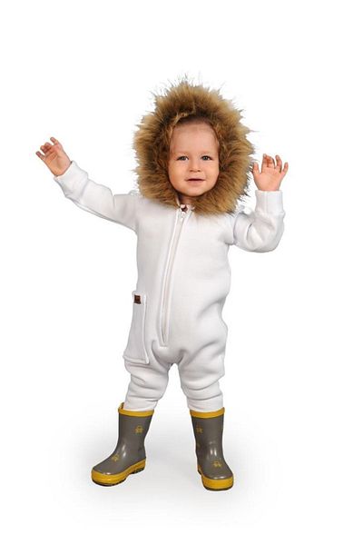 Ares Kids Fashion Salopetă cu guler de blană albă