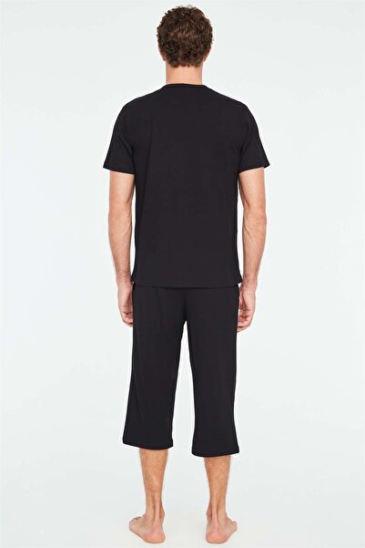 Mod Collection 3839 Erkek Siyah Kapri Pijama Takımı-siyah