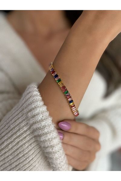 stainless steell سوار من حجر الزركون الملون من الفولاذ