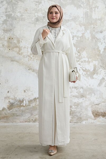 InStyle White Set with Stone Detail Linen Dress