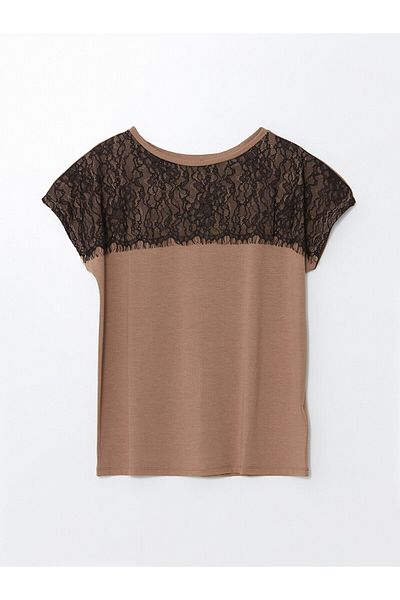 LC Waikiki Tricou LCW pentru damă - Gât crew, broderie, mânecă scurtă