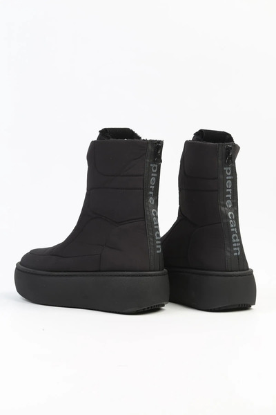 Pierre Cardin Μαύρες αδιάβροχες γούνινες γυναικείες μπότες χιονιού - με φερμουάρ