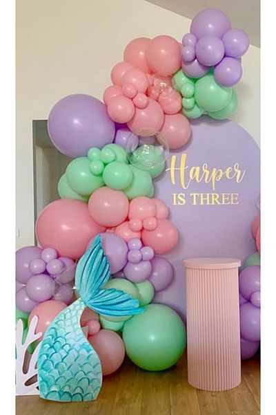 Çemrek Süs Parti Pink Lilac Mint Balloon Chain Set of 100