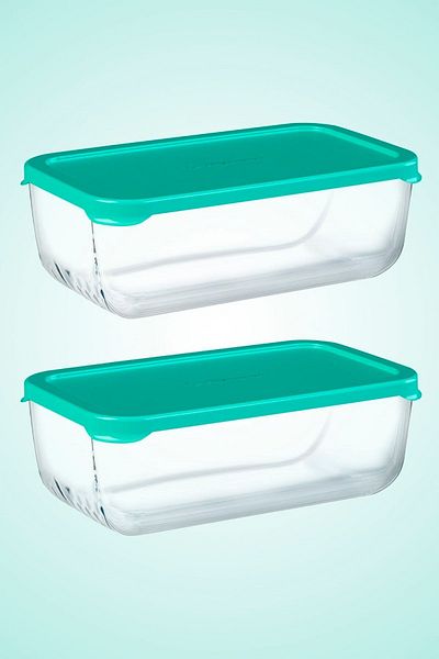 Paşabahçe Snowbox Storage Container Set Green-blue 2 Pieces 1200 Cc