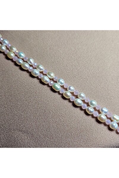 Singincraft İnci Doğal Taş Halhal - Toz Pembe - 1 Adet ( El Yapımı Tasarım Ür...