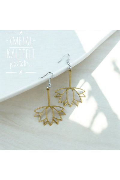 X Metal Lotus Flower Patterned Plastic Earrings
