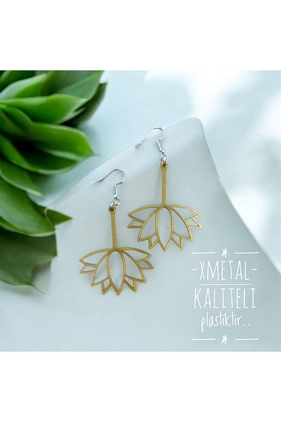 X Metal Lotus Flower Patterned Plastic Earrings