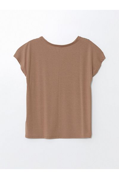 LC Waikiki Tricou LCW pentru damă - Gât crew, broderie, mânecă scurtă