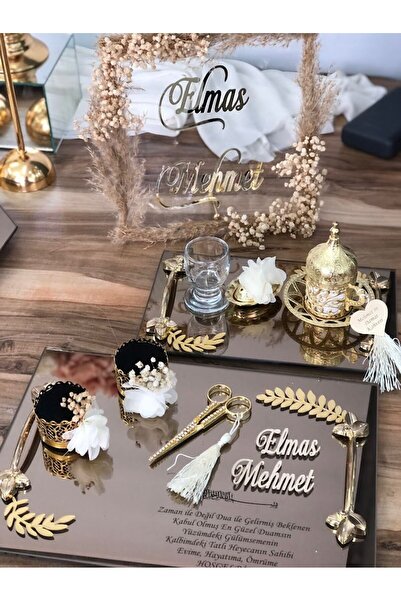 Masalsı Concept Süslü İsimlik Söz Tepsisi Nişan Tepsisi Yüzük Tepsisi Kız Ist...