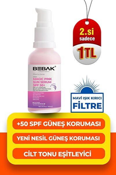 Bebak Cilt Tonu Eşitleyici, Aydınlatıcı Yüksek Korumalı +50 Faktör Pink Güneş Kremi/Serumu 30ml