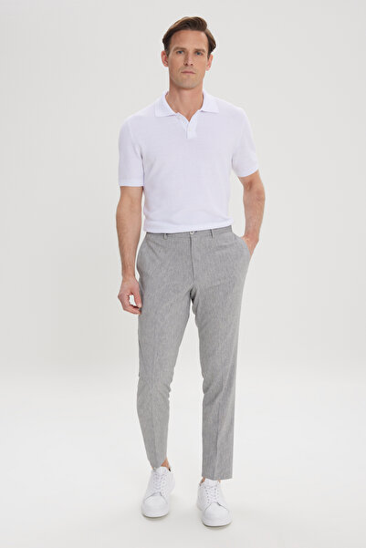 ALTINYILDIZ CLASSICS Pantaloni slim din bumbac, gri, elastic, cu buzunare lat...