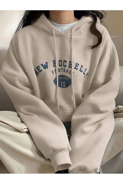 DAXİS Sportwear Company Plus Size Unisex Printed Hooded Sweatshirt