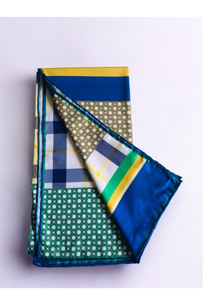 Akel Alfa Twill - Colorful Striped Square Patterned Scarf 95x95