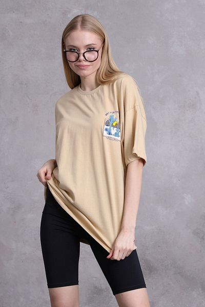 Mad&Calf Γυναικείο μπλουζάκι Oversize με στάμπα Arizona