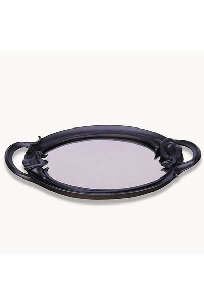 Selim Black Plumeria Mirrored Tray