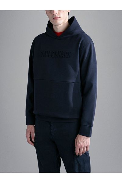 PAUL&SHARK Navy Blue Men's Sweatshirt - Hooded, Long Sleeve, Daily Use, Logo 13311811 -013