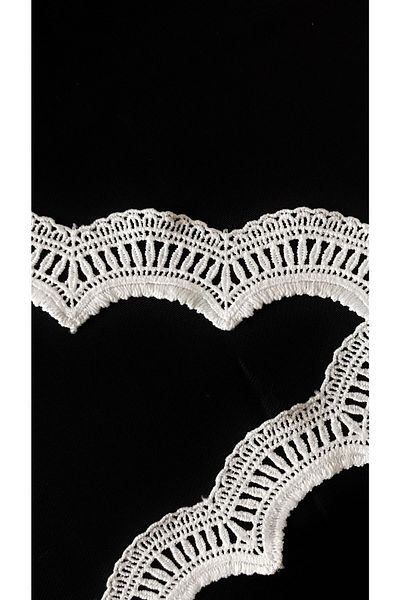 Ozpas 6m Guipure White Crescent Carved Edge Strip