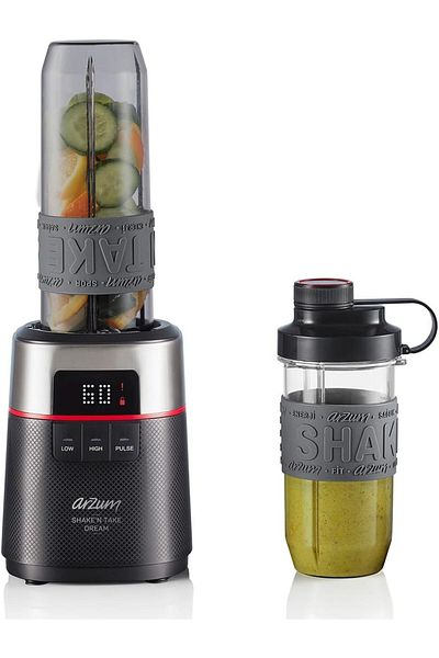 Arzum Shake'n Take Dream Personal Blender, Stainless Steel Blades, 570ml and 400ml,Model AR1148, Black.