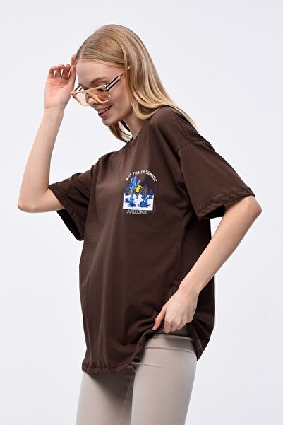 Mad&Calf Γυναικείο μπλουζάκι Oversize με στάμπα Arizona