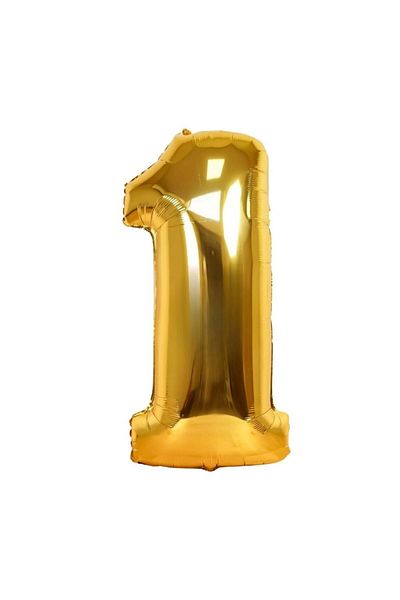 Ata Parti Dünyası 1 Gold Colored 34 Inch Foil Balloon - 75 Cm Number