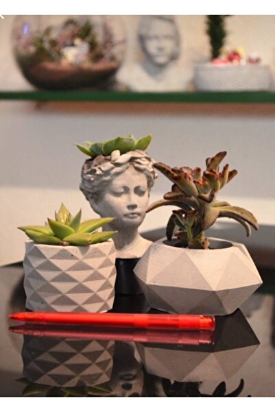 Genel Markalar 3'lü Helen Ve Ham Beton Saksı Seti