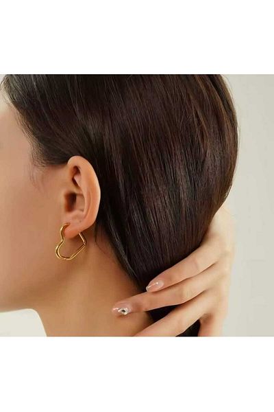 AntBls Heart Steel Earrings