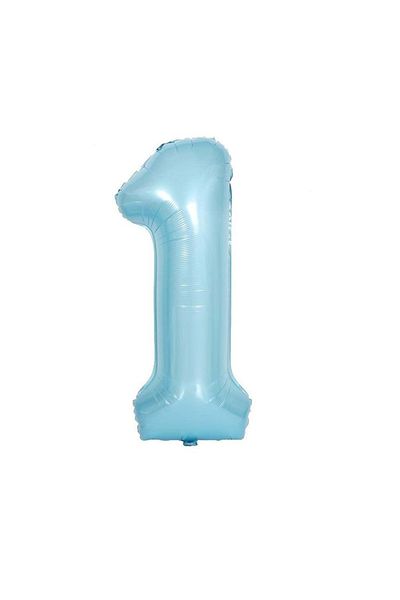 Ata Parti Dünyası 1 Light Blue Colored 34 Inch Foil Balloon - 75 Cm Number