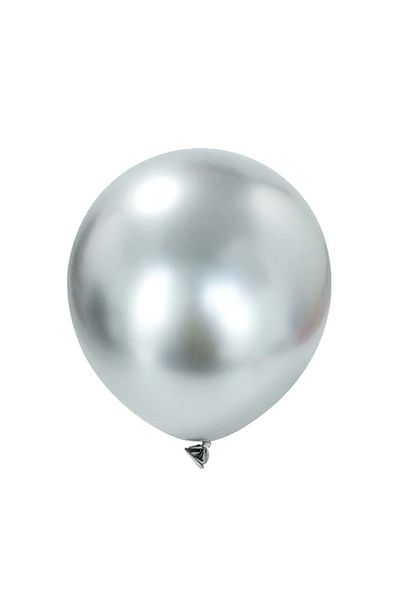Ata Parti Dünyası 10 Pieces 12 Inch Silver Color Chrome-Mirrored Decoration Balloon