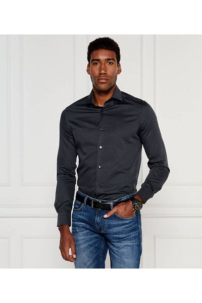 Emporio Armani Casual Men's Shirt - Collar Woven, Long Sleeve, Black 6D1C86 1K6AZ-F936