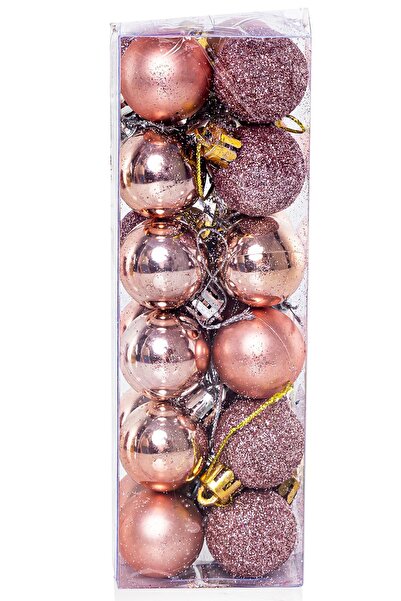 Partijet Yılbaşı Çam Ağacı Süsü Rose Gold Top 3 Cm 24'lü