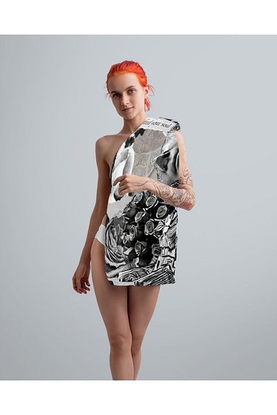 YORKADESIGN Newspaper Patterned Colorful Beach Towel
