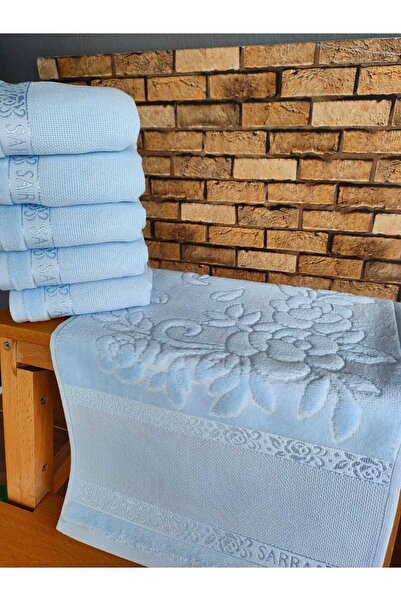 sarra 30x50 سم SARRA 6 قطع منشفة إيتامين مخيطة - أزرق فاتح
