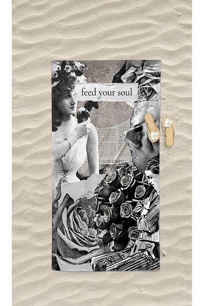 YORKADESIGN Newspaper Patterned Colorful Beach Towel