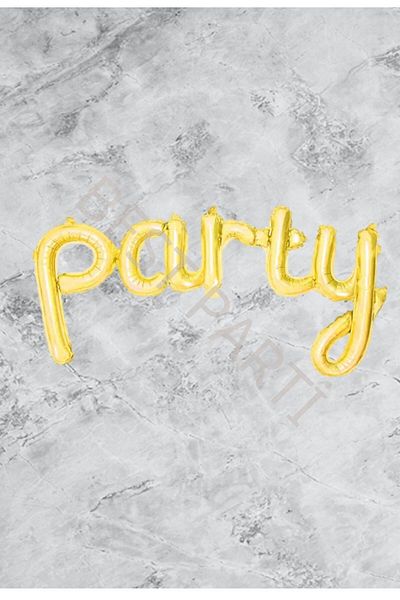 BEST PARTİ DOĞUM GÜNÜ PARTİ SÜSLERİ Party Written Gold Color Foil Balloon Set 113X48 cm