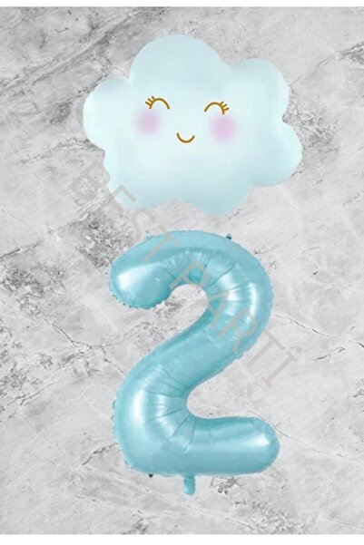 Generic Brand Age 2 Blue Number Cloud Foil Balloon Set
