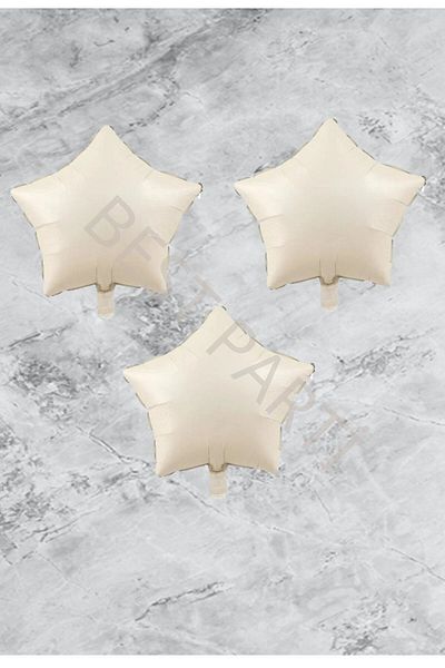 BEST PARTİ DOĞUM GÜNÜ PARTİ SÜSLERİ Cream Color Star Foil Balloon 45 cm 3 Pieces