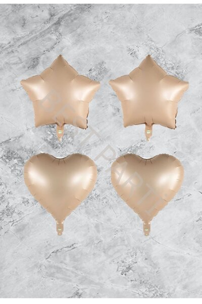 RÖNESANS PARTİ مجموعة بالونات من رقائق القلب باللون البيج الرملي