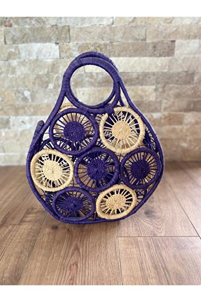 Bohemian Straw Colored Knitted Beach Bag