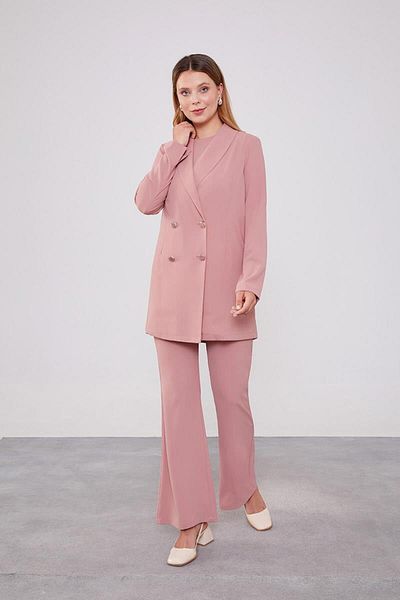 Levidor Double Breasted Blazer Jacket Set - Powder