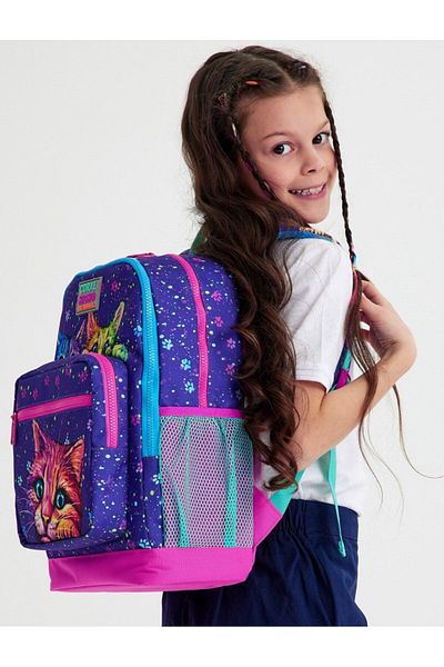 Coral High Purple Cat Triple Set - School and Waist Bag