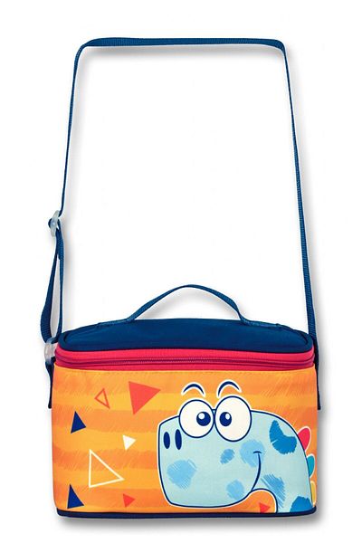ÜMİT ÇANTA Ummit Bag for Boy - Navy Blue, Orange, Cute, Dino Pattern, Thermal Insulated Lunch Box