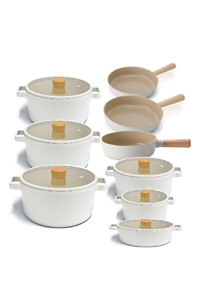 NEOFLAM Fika Cam Kapaklı 15 Parça Tencere & Tava Seti