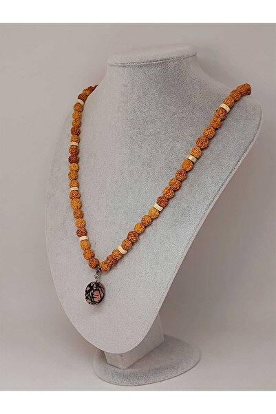 Yasamtohumu سوار ملفوف بحجر الرودونيت وقلادة بذور رودراكشا 8 مم (49708)