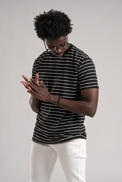 FBI Μπλουζάκι Crew Neck Lycra ριγέ κανονική εφαρμογή