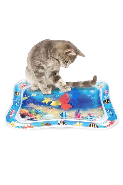 ELFO Blue Cat Water Play Mat, Sensory, Cooling Mat, Play Pool