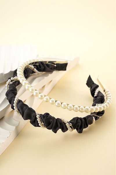 modernist طقم تاج ملفوف بسلسلة من اللؤلؤ الفضي