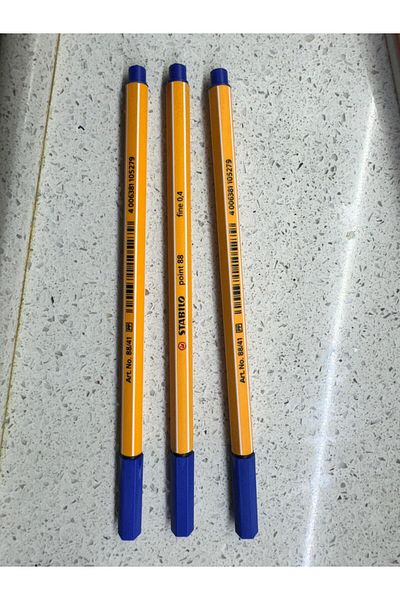Stabilo Point 88 0.4 Mm - Blue Pen with Thin Felt Tip (3 Pieces)