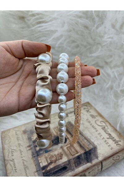 modernist طقم تاج لامع مزين باللؤلؤ والعسل