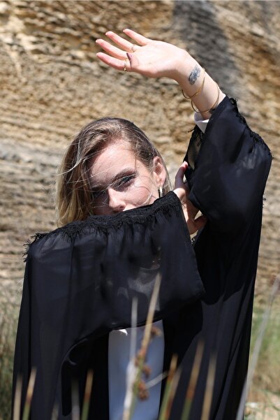 Nuum Design Lace Detailed Chiffon Abaya