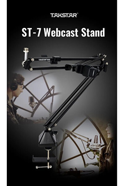 TakStar St-7 Canlı Yayınlar Için Mikrofon Ve Telefon Tutucu Boom Kolu Ve Mikrofon Standı (MİC ARM)